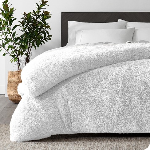 Long Plush Shaggy Comforter Set - White - Queen