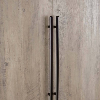 Rustic Gray 2-Door Hinged Wardrobe Closet with Metal Handles