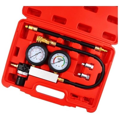 4PCS Engine Compression Tester Kit with Dual Gauge and Leakdown Tester - Cylinder Leak Down Tester Set for Small Engines