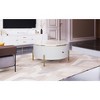 Okak 31.5" Round Storage Coffee Table, Modern Accent Center Table with 2 XL Hidden Drawers, Space-Saving Design for Small Living Room - 2 of 4