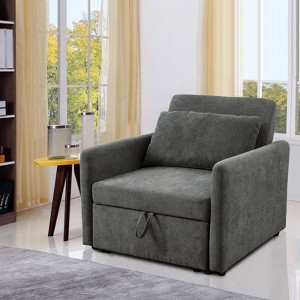 DOMETOUR Futon Convertible Sofa Chair Sleeper Sofa Bed, Adjustable Backrest Pull Out Velvet Sofa Bed for Living Room Bedroom Apartment - 1 of 4