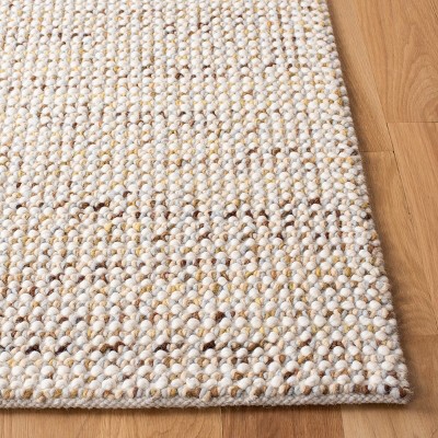 Ivory and Silver Hand-Knotted Wool Rectangular Rug, 3' x 5'