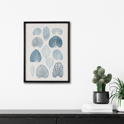 Abstract Coastal Blue Coral Print with Black Frame, 12x16