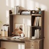 Tangkula Desktop Bookshelf 3-Tier Multipurpose Countertop Hutch Bookshelf for 27 Inch Monitor w/ 3 Upper Shelves & 2 Side Compartments White/Natural - 2 of 4