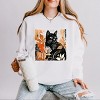 Simply Sage Market Black Cat Fall Leaves Distressed Lightweight Garment Dyed Sweatshirt - 2 of 4