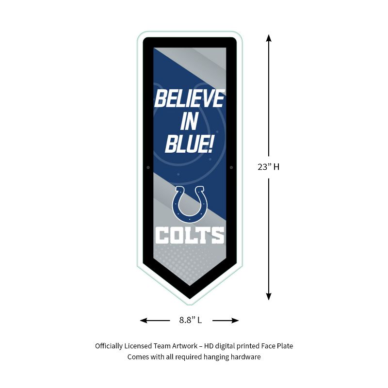 Evergreen Ultra-Thin Glazelight LED Wall Decor, Pennant, Indianapolis Colts- 9 x 23 Inches Made In USA, 2 of 7
