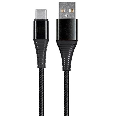 Monoprice Nylon Braided USB C to USB A 2.0 Cable - 6 Feet - Black | Type C, Durable, Fast Charge for Samsung Galaxy S10/ Note 8, LG V20 and -