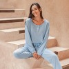 Women's Pink Waffle Knit Long Sleeve & Pants Pajama Set - Cupshe - 3 of 4