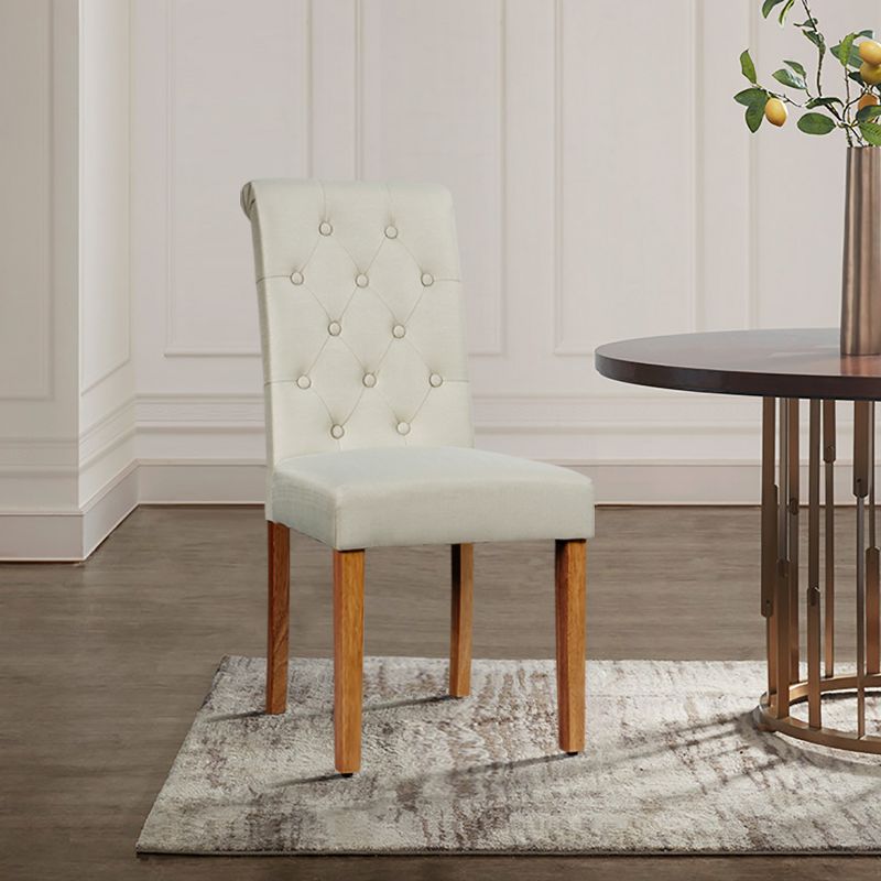 Costway Set of 2 Parsons Upholstered Fabric Chair with Wooden LegsPink\Beige\Gray, 2 of 11