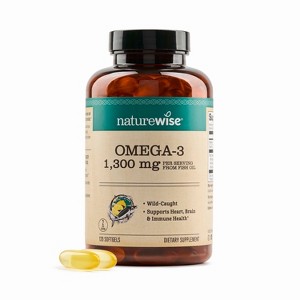 NatureWise Ultra Omega 3 Fish Oil 2200 mg – 1300 mg Omega-3 - Triglyceride Form - Wild-Caught Fish Oil + EPA & DHA - Burpless, Non-GMO - 1 of 4
