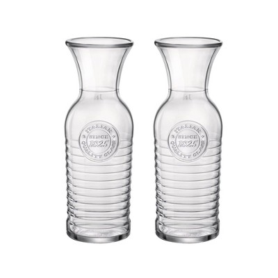 Bormioli Rocco Officina1825 33.75oz Glass Carafe (Set of 2) - Durable Vintage Water Carafes - Made in Italy - Ideal Wine Carafes