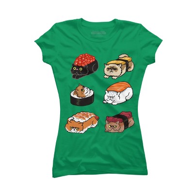 Junior's Design By Humans Sushi Persian Cat By huebucket T-Shirt