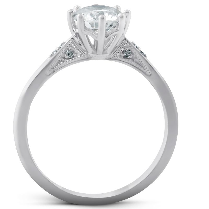 Pompeii3 1.05 Ct Diamond Engagement Ring Vintage Accent 14k White Gold 8 Prong, 3 of 6