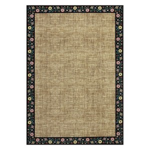 Washable Modern Floral Living Room Rugs, Soft Non Slip Bordered Bedroom Carpet, Ultra Thin Foldable Accent Mat for Dining Room - 1 of 4