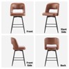 Karl Home Set Of 2 Brown PU Leather Bar Stools With Hollow Backrest, Iron Legs, Swivel - 2 of 4