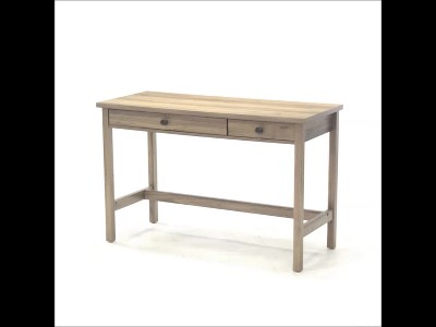 Salt Oak Finish Wood Writing Desk with Two Drawers