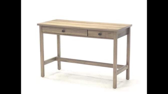 County LineWriting Desk Salt Oak Finish - Sauder: Modern Home Office, Laminated Particle Board, 2 Drawers, 2 of 12, play video