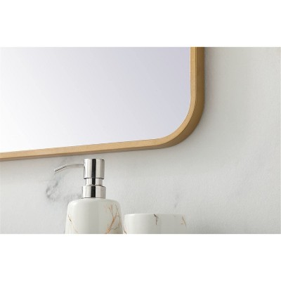 Elegant Brass Rectangular Soft-Corner Vanity Mirror 27x36 Inch