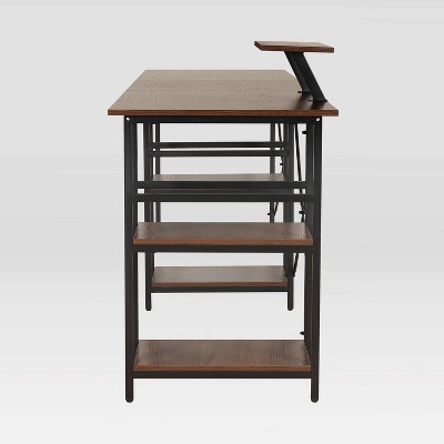 ErgoEdge Black Wood L-Shaped Gaming Computer Desk