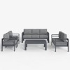 LayinSun Outdoor Aluminum Furniture Set, 5 Pieces Patio Sectional Conversation Chat Sofa Modern Seating Set with Coffee Table - 2 of 4