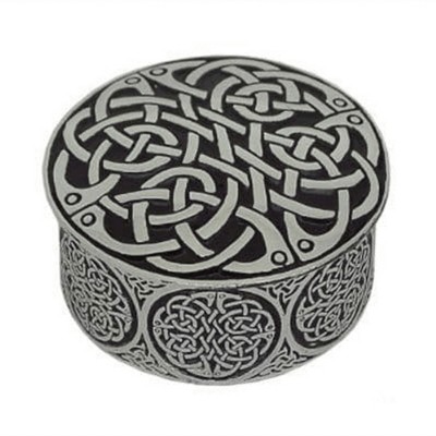 Slickblue Celtic Knotwork Pewter Keepsake Box, Infinity Knot Design, Trinket Holder, 2"x1"