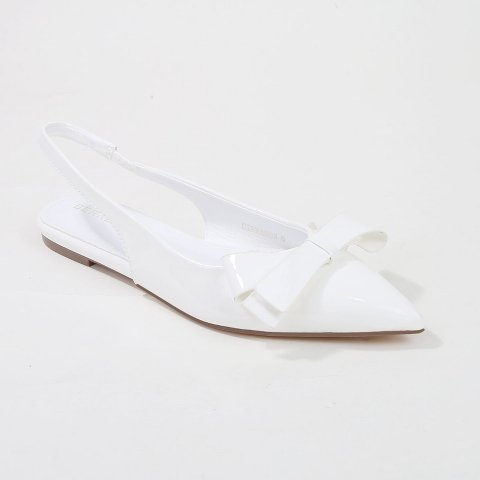 Обувь BERNESS Women's Cinnamon Point Toe Slingback Flats with Oversize Bow White 6