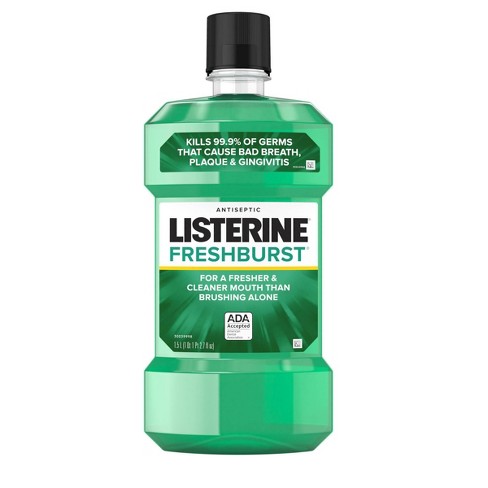 Listerine Cool Mint Antiseptic Mouthwash, Bad Breath, Plaque & Gingivitis,  Mint, 1 L