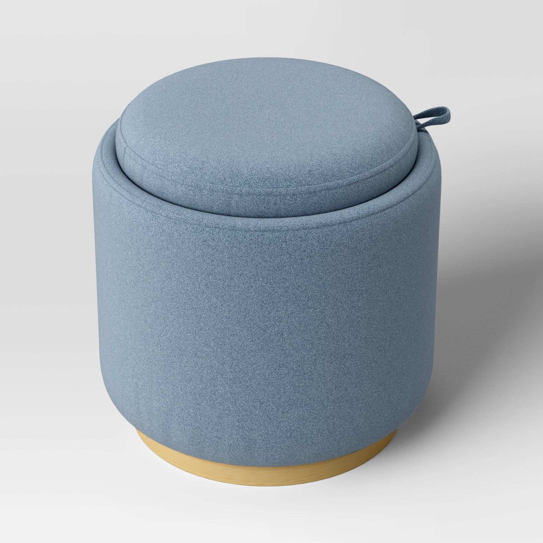 Round Upholstered Storage Ottoman Blue - Room Essentials™