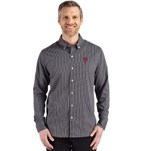 phillies dress shirt Men's Darius Rucker Collection by Fanatics White Philadelphia Phillies Pin Stripe Short Sleeve Button-Up Shirt Size: Small