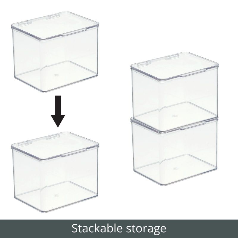 mDesign Plastic Kitchen Pantry/Fridge Organizer Box, Hinged Lid, 2 Pack, 5 of 10