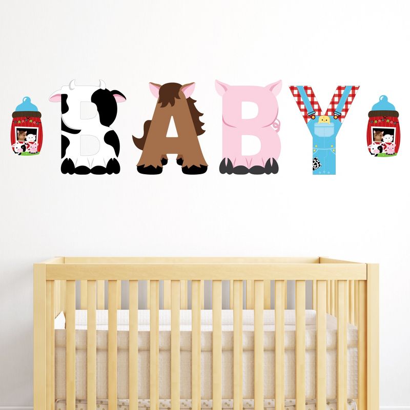 Big Dot of Happiness Farm Animals - Peel and Stick Barnyard Baby Shower Standard Banner Wall Decals - Baby, 2 of 9