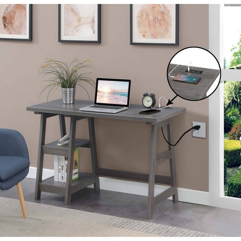 Designs2Go Trestle Desk with Charging Station and Shelves - Breighton Home, 2 of 7