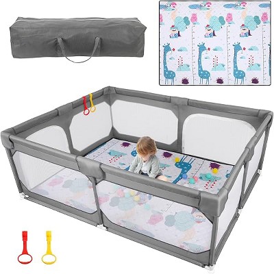 Portable Play Yard, 6-Panel, 48 Inch, Indoor/Outdoor Use, Washable Aqua Playpen
