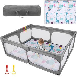 Portable Play Yard, 6-Panel, 48 Inch, Indoor/Outdoor Use, Washable Aqua Playpen - 1 of 1