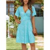 Womens Sundress Summer Floral Short Sleeve Wrap V Neck A-Line Midi Dress - 3 of 4