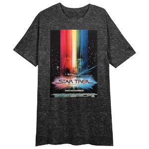 Star Trek The Motion Picture Poster Art Crew Neck Short Sleeve Women's Black Heather Night Shirt - 1 of 2