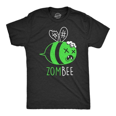 Мужские футболки Crazy Dog T-Shirts, Inc. Mens Zombee T Shirt Funny Zombie Halloween Bumble Bee Novelty Graphic Tee - Crazy Dog Men's T Shirt For Halloween Season Black L