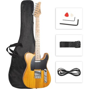 GLARRY 39" GTL Electric Guitar for Music Lover, SS Pickups Maple Fingerboard with Accessories Pack Guitar Bag, Transparent Yellow - 1 of 4