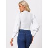 Allegra K Women's Mock Neck Puff Sleeve Long Sleeves T Shirts Tops Bodysuits - 4 of 4