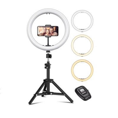 MOVSSOU Selfie Ring Light Tripod Stand Phone Holder 10"