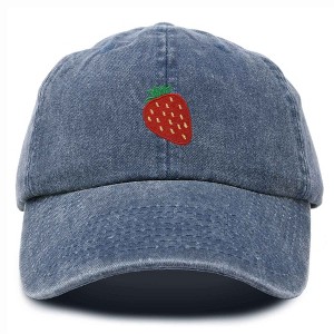 Dalix Strawberry Embroidered Cotton Dad Hat Fruit Adjustable Casual Baseball Cap Nature Womens - 1 of 4