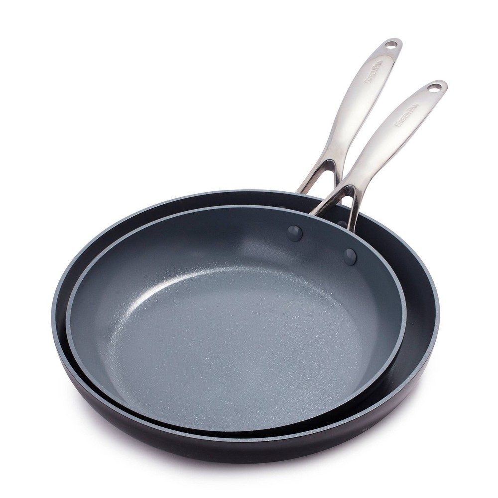 GreenPan Valencia Pro 10 & 12 Ceramic Frypan Set Black