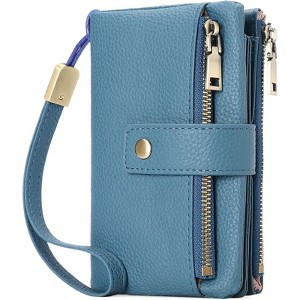 Clotth Small Wallet for Women - RFID Blocking PU Leather Wristlet Clutch | 17 Card Slots + 2 Zippered Pockets | Everyday Crossbody - 1 of 4