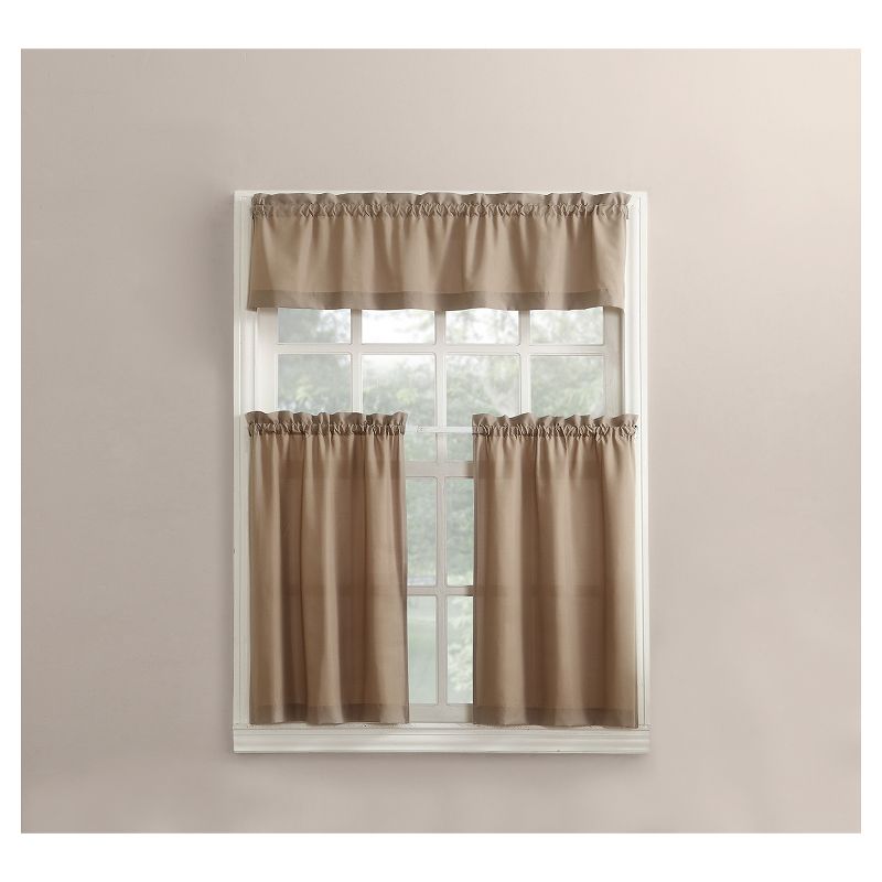 Martine Microfiber Semi Sheer Rod Pocket Kitchen Curtain Valance and Tiers Set - No. 918, 1 of 5