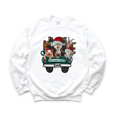 Simply Sage Market Women's Graphic Sweatshirt Merry Christmas Farm Truck