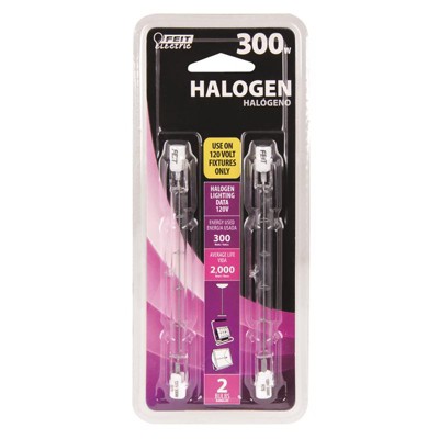 Feit - Tubular - Halogen Bulb - 4500 lm - Warm White - 300 W - T3 - 2 Pack