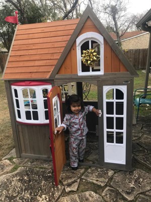 kidkraft stoneycreek cedar outdoor playhouse target