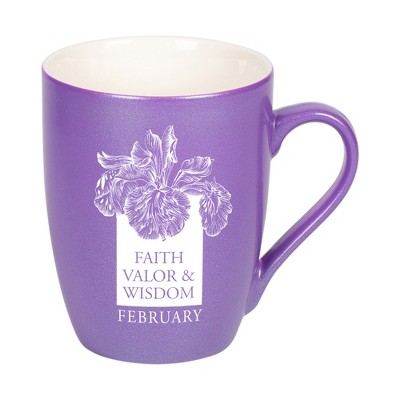 Elanze Designs Faith Valor And Wisdom February Passion Purple 10 ounce New Bone China Coffee Cup Mug