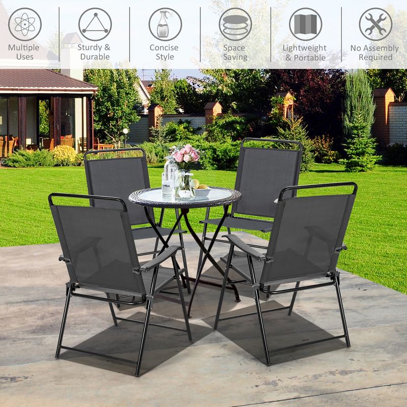 Costway 4PCS Outdoor Patio Folding Chair Armrest Portable Camping Lawn Garden, 4 of 11