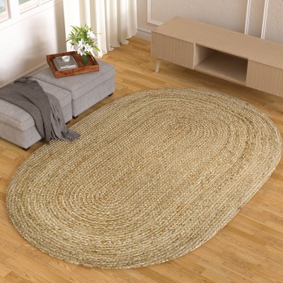 Maxax Natural Jute Oval Rugs, Hand Woven Jute Area Rug for Halloween Christmas Living Room Home Entryway Decor Rustic Farmhouse